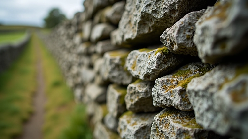 Detail of historic dry stone wall construction in Connemara