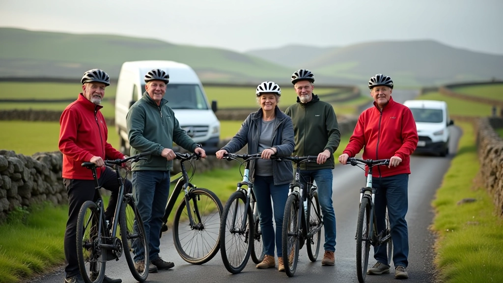 Group of senior cyclists resting during ride
